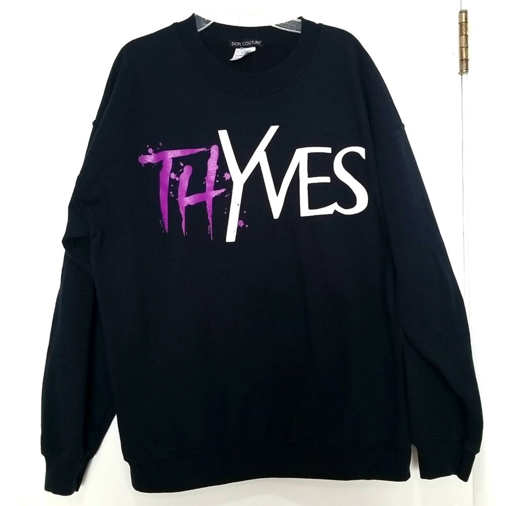 Dope Couture Men's Black Graphic Streetwear Pullover Sweatshirt Size Large